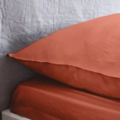 Linnea Drap housse uni 160x200 cm MILA polyester micro lavée rouge terracotta Best