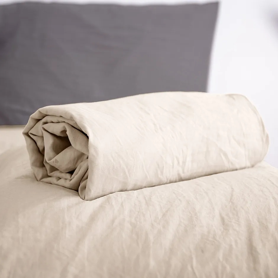 Linnea Drap housse uni 140x190 cm MILA polyester micro lavée marron sable