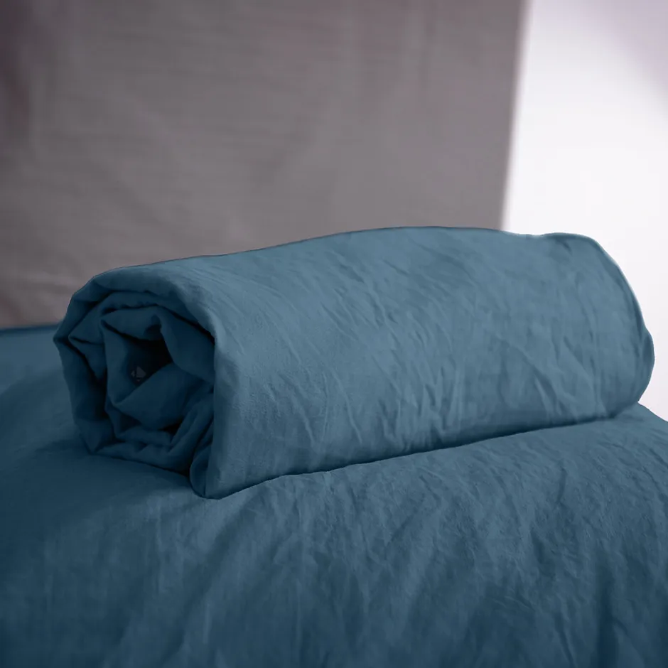 Linnea Drap housse uni 160x200 cm MILA 100% polyester micro lavée bleu nuit