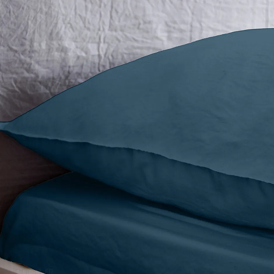 Linnea Drap housse uni 160x200 cm MILA 100% polyester micro lavée bleu nuit