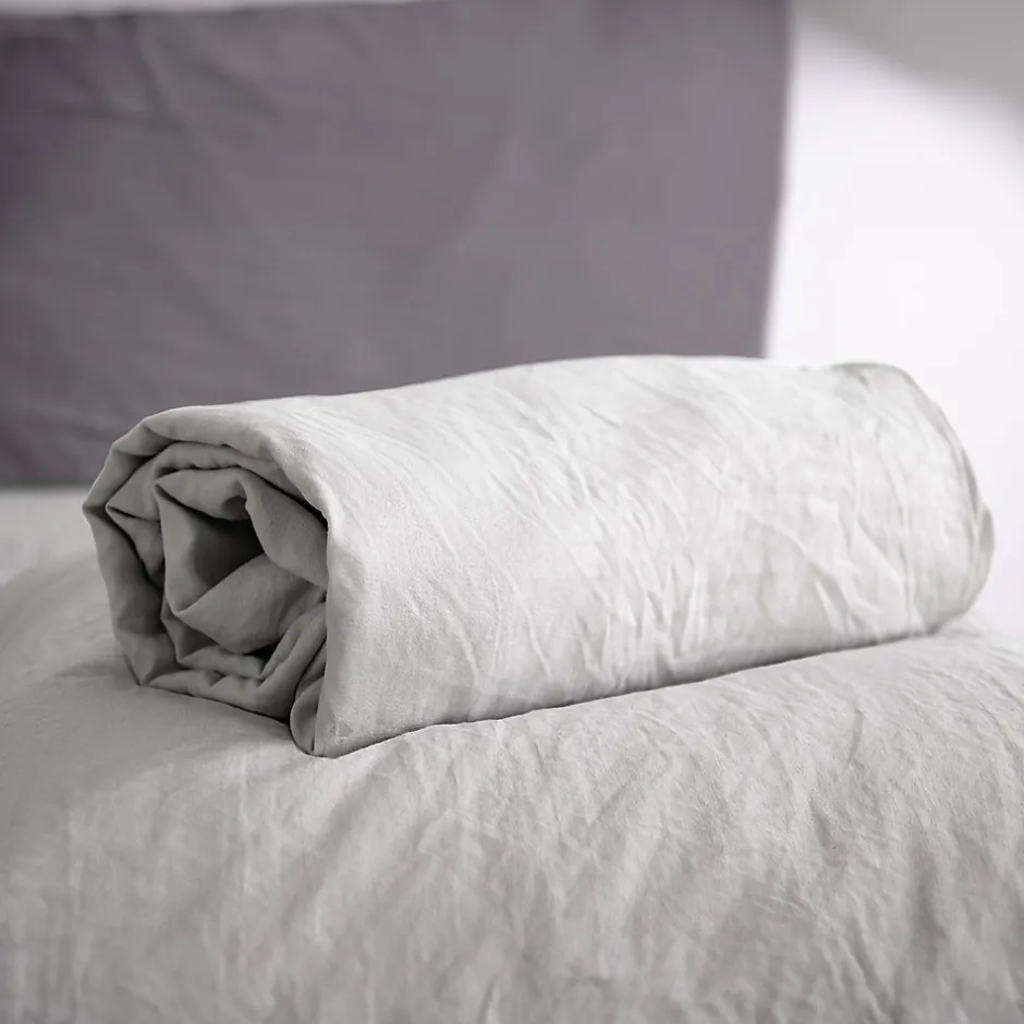 Linnea Drap housse uni 140x190 cm MILA 100% polyester micro lavée gris perle