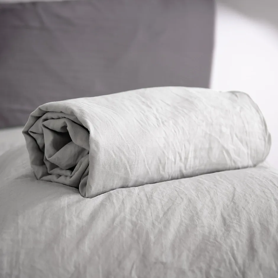Linnea Drap housse uni 160x200 cm MILA 100% polyester micro lavée gris perle