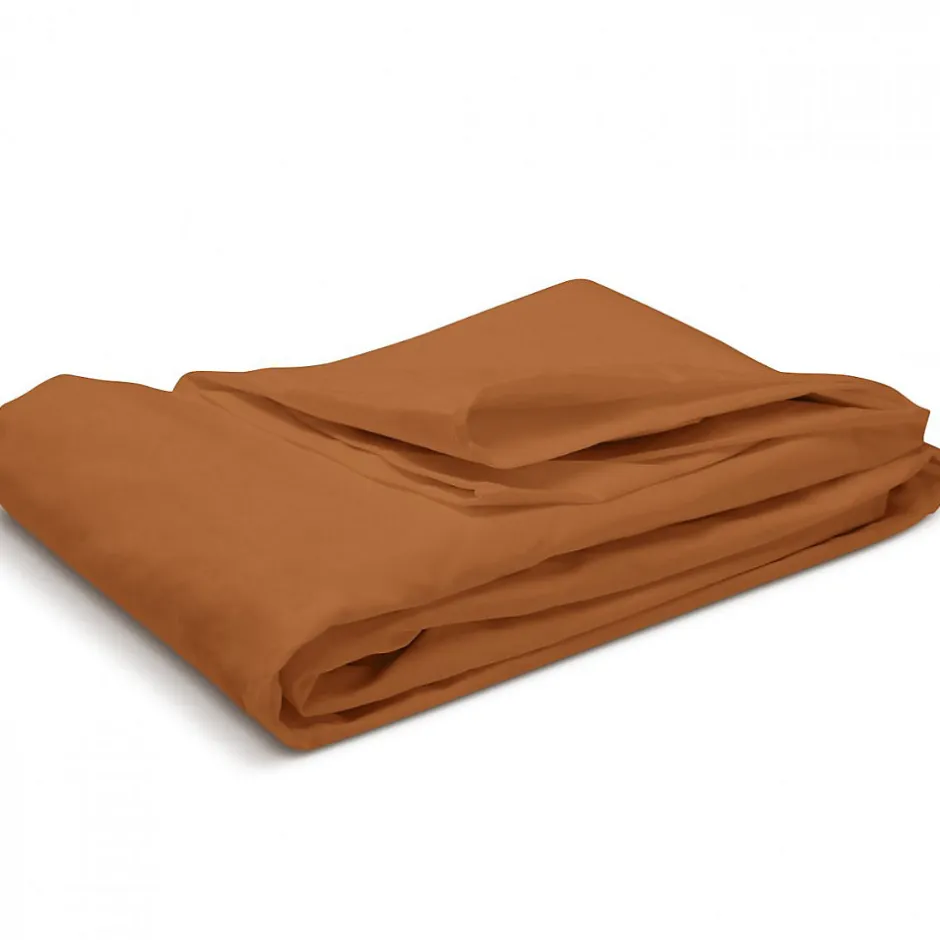 Bleu Calin Drap Housse uni 180x200cm PERCALE TERRACOTTA