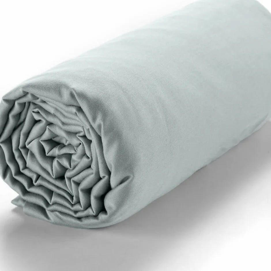Housse De Rêve Drap housse 160x200 +30 cm satin de coton celadon Sale