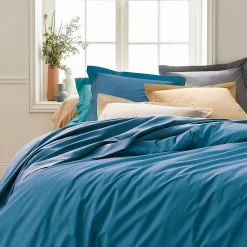 Linnea Drap housse 180x200 cm bonnet 40 cm percale de coton PASSION PERCALE bleu Cobalt
