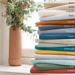 Linnea Drap housse 180x200 cm bonnet 40 cm percale de coton PASSION PERCALE bleu Cobalt