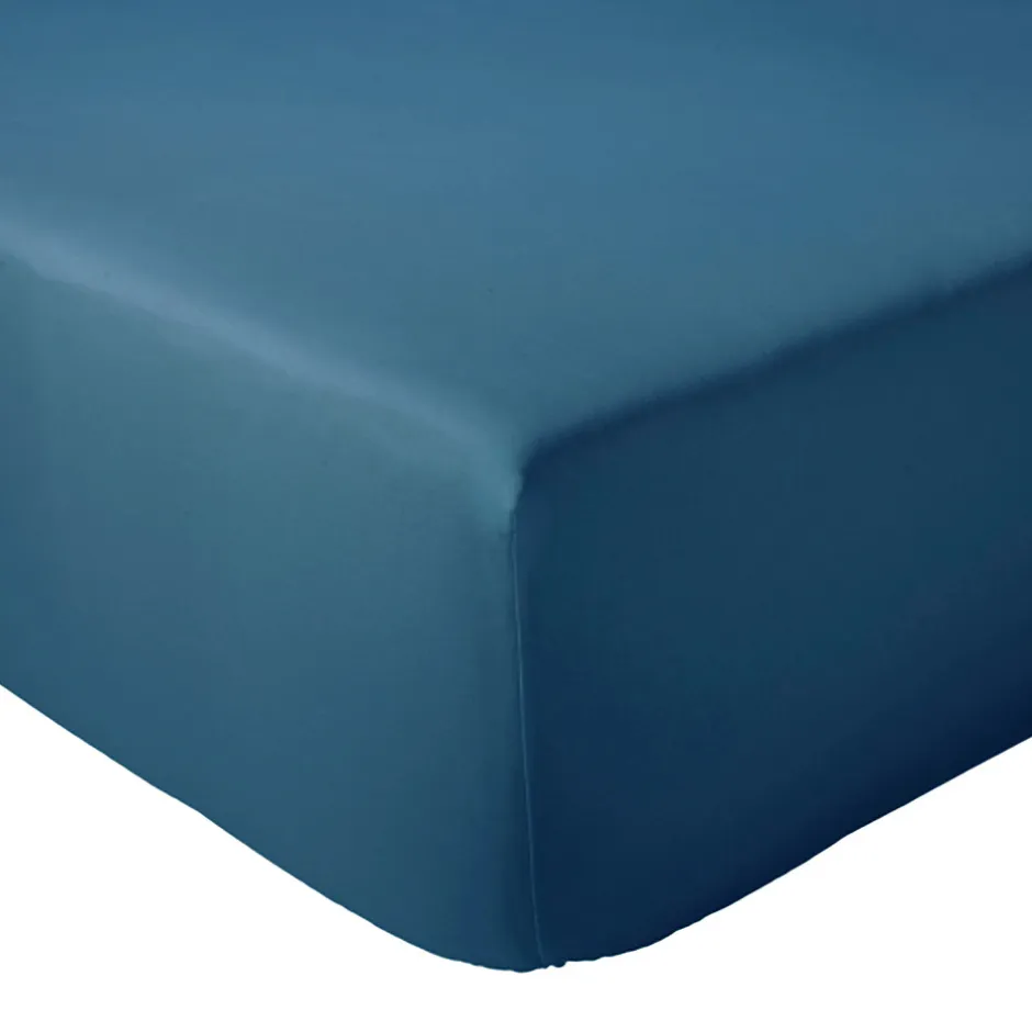 Linnea Drap housse 180x200 cm bonnet 40 cm percale de coton PASSION PERCALE bleu Cobalt