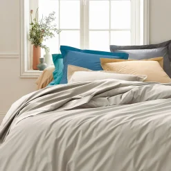 Linnea Drap housse 200x200 cm bonnet 30 cm percale de coton PASSION PERCALE beige Lin