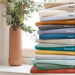 Linnea Drap housse 90x200 cm bonnet 40 cm percale de coton PASSION PERCALE bleu Cobalt Hot