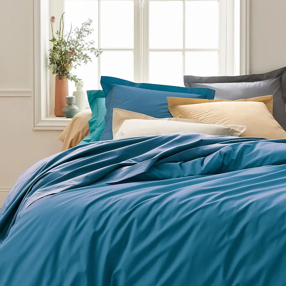Linnea Drap housse 90x200 cm bonnet 40 cm percale de coton PASSION PERCALE bleu Cobalt Hot