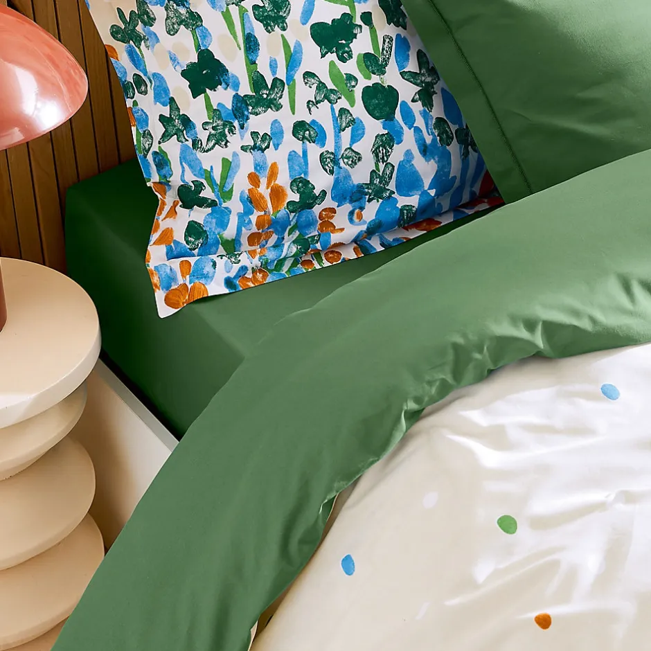 Linnea Drap housse 80x200 cm bonnet 30 coton ÉVASION Vert fougère