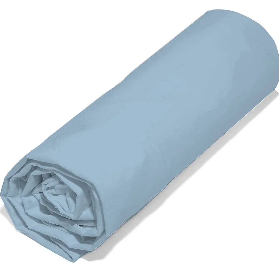 Linnea Drap housse 160x200 cm en 100% polyester microfibre LAGO bleu ciel bonnet 25 cm