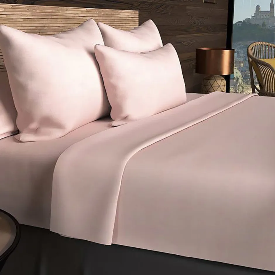 Soleil D'Ocre Drap housse 140x190 cm en coton 57 Fils rose Best