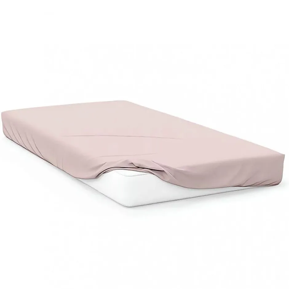 Soleil D'Ocre Drap housse 140x190 cm en coton 57 Fils rose Best