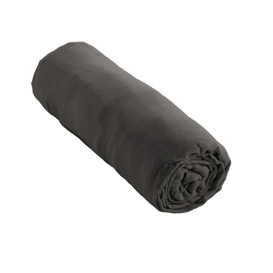 Housse De Rêve Drap housse 140x190 cm en Gaze de coton Granit