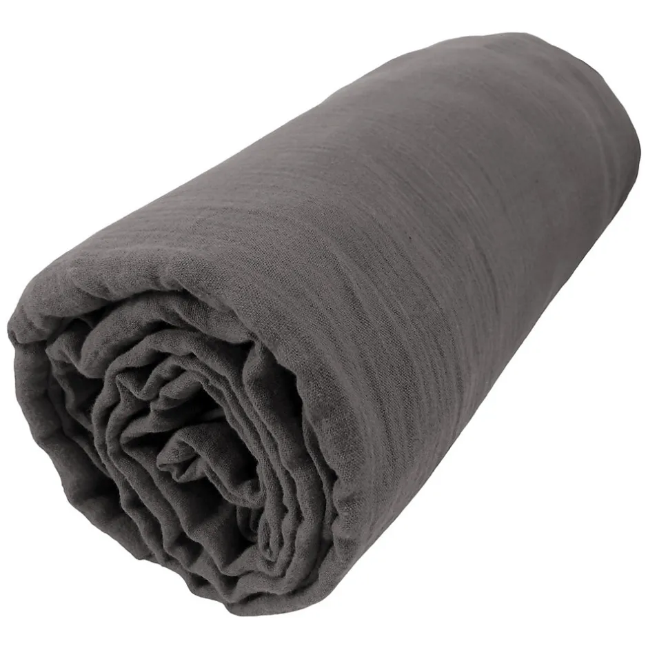 Housse De Rêve Drap housse 140x190 cm en Gaze de coton Granit