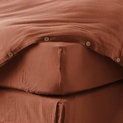 Housse De Rêve Drap housse 90x190 cm en Gaze de coton Terracotta