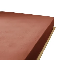 Housse De Rêve Drap housse 90x190 cm en Gaze de coton Terracotta