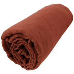 Housse De Rêve Drap housse 90x190 cm en Gaze de coton Terracotta