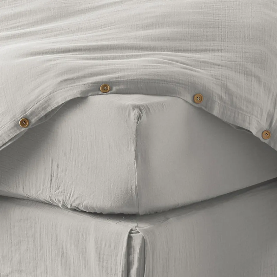 Housse De Rêve Drap housse 90x190 cm en Gaze de coton Nuage