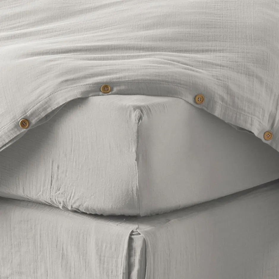 Housse De Rêve Drap housse 90x190 cm en Gaze de coton Nuage