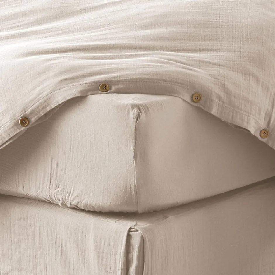 Housse De Rêve Drap housse 90x190 cm en Gaze de coton Naturel