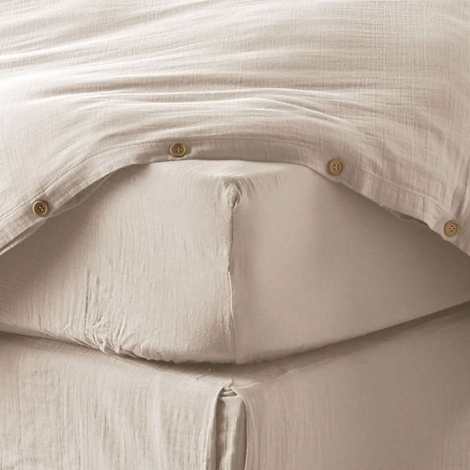 Housse De Rêve Drap housse 90x190 cm en Gaze de coton Naturel