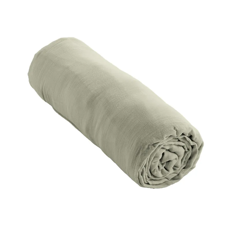 Housse De Rêve Drap housse 160x200 cm en Gaze de coton Vert d'eau