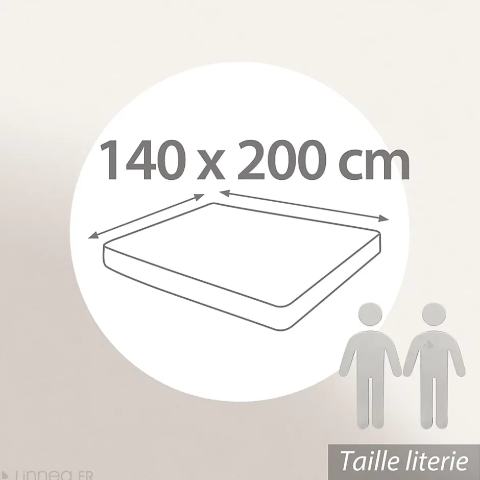 Linnea Drap housse 140x200 cm en percale lavée coton PERKAL blanc Saline bonnet 30 cm