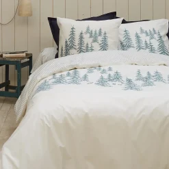 Linnea Drap housse 180x200 cm percale de coton RÉCIT D'HIVER rayures Sale