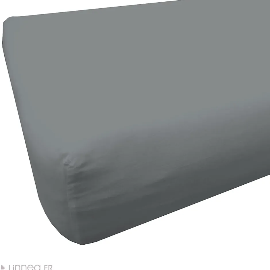 Linnea Drap housse 90x190 cm polyester microfibre LAGO gris anthracite bonnet 28 cm Sale