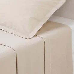 Atmosphera Créateur D'Intérieur Drap plat - percale - beige lin - 240x290 cm - Atmosphera