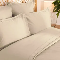 Atmosphera Créateur D'Intérieur Drap plat - percale - beige lin - 240x290 cm - Atmosphera