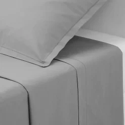 Atmosphera Créateur D'Intérieur Drap plat - percale - gris - 240x290 cm - Atmosphera