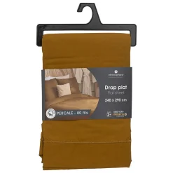 Atmosphera Créateur D'Intérieur Drap plat - percale - mordoré - 240x290 cm - Atmosphera