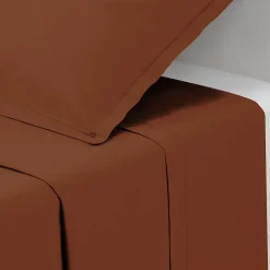 Atmosphera Créateur D'Intérieur Drap plat Carina en coton 180x290cm rose terracotta - Atmosphera