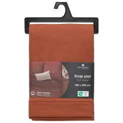 Atmosphera Créateur D'Intérieur Drap plat Carina en coton 180x290cm rose terracotta - Atmosphera