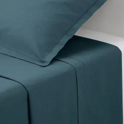 Atmosphera Créateur D'Intérieur Drap plat Carina en coton 240x290cm bleu orage - Atmosphera Online
