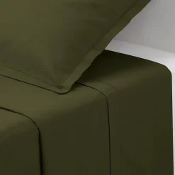 Atmosphera Créateur D'Intérieur Drap plat Carina en coton 180x290cm vert kaki - Atmosphera Hot