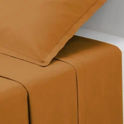 Atmosphera Créateur D'Intérieur Drap plat Carina en coton 180x290cm jaune cumin - Atmosphera Best