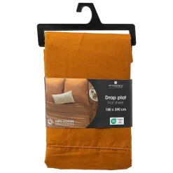 Atmosphera Créateur D'Intérieur Drap plat Carina en coton 180x290cm jaune cumin - Atmosphera Best
