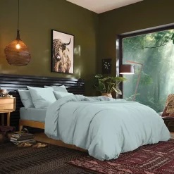 Coton Pur Drap plat Prémium 240 x 300 cm vert clair coton