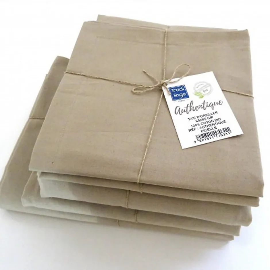 Tradilinge Drap plat en 100% coton biologique (180x290 cm - Ficelle)