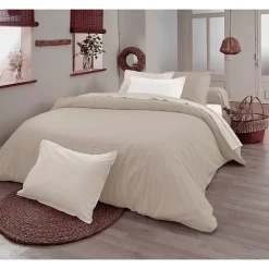 Tradilinge Drap plat en 100% coton biologique (280x300 cm - Ficelle)