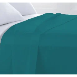 Future Home Drap plat en coton 57 fils uni bleu pétrole 240x310cm