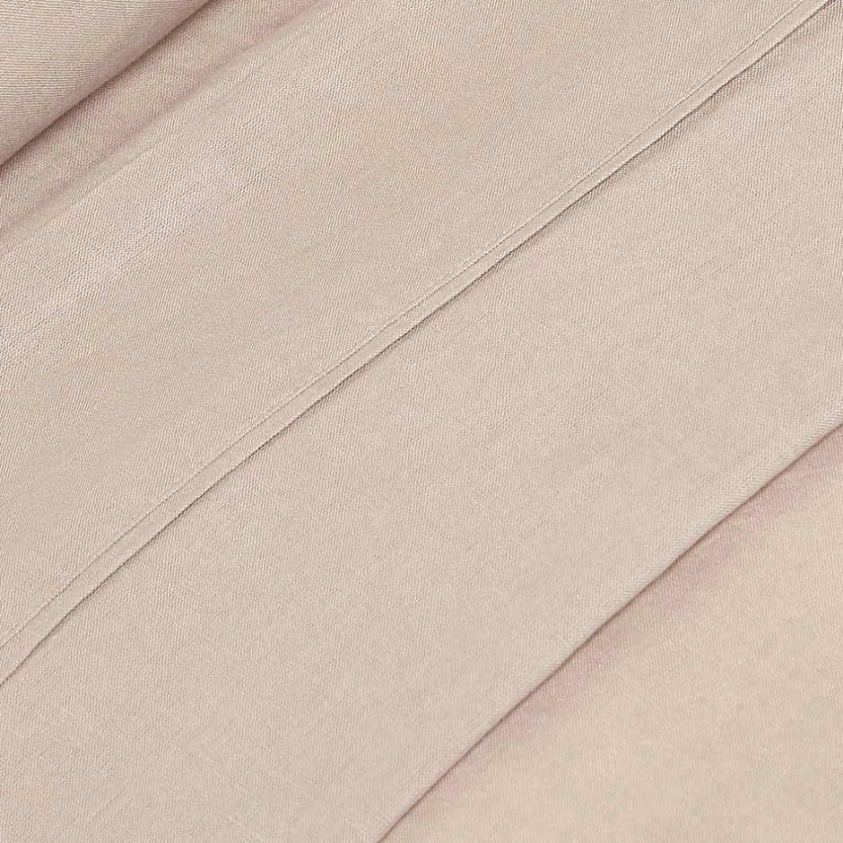 Homescapes Drap plat en lin lavé beige, 240x275 cm -