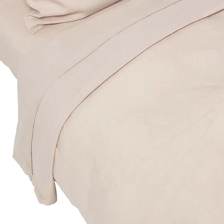 Homescapes Drap plat en lin lavé beige, 180x290 cm - Hot