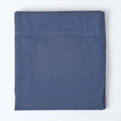 Homescapes Drap plat en lin lavé bleu marine, 275x275 cm - Clearance