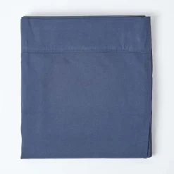 Homescapes Drap plat en lin lavé bleu marine, 230x255 cm -