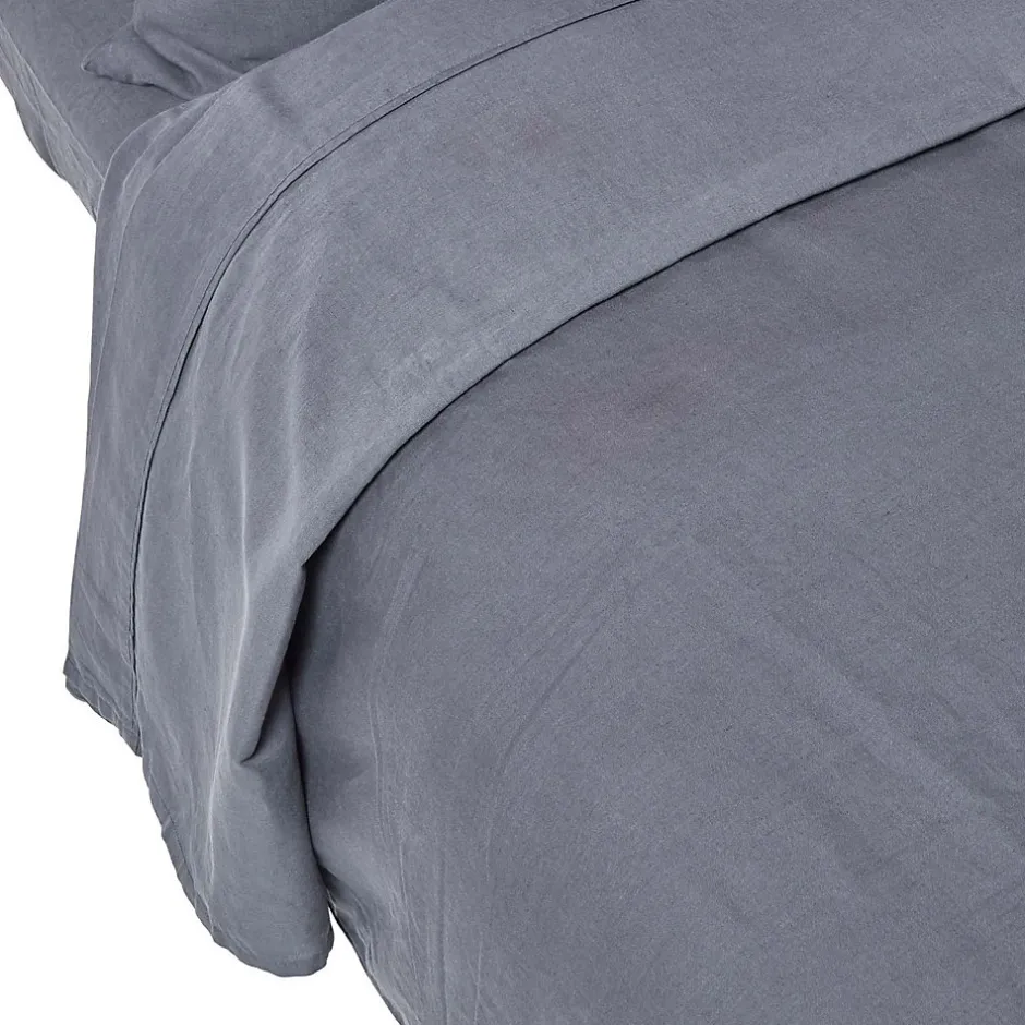 Homescapes Drap plat en lin lavé gris, 230x255 cm -